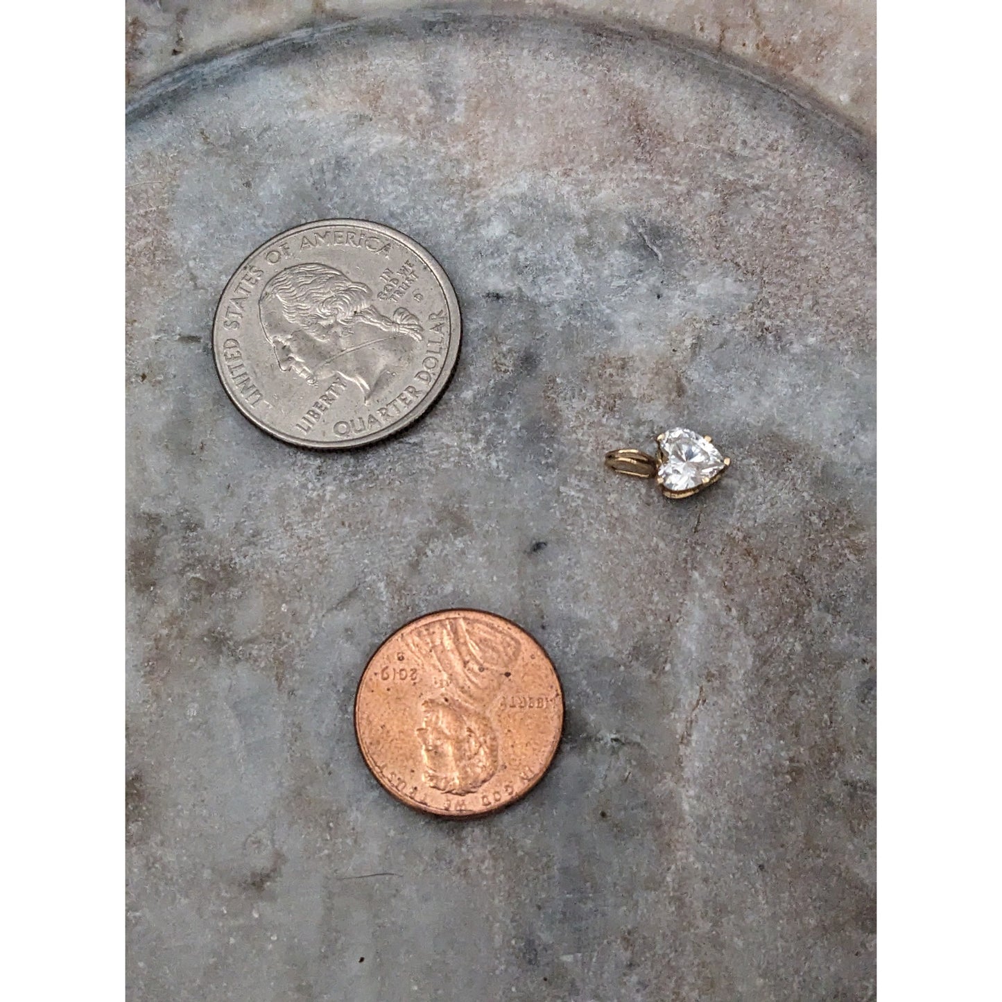 Estate 14k Yellow Gold Tiny Dainty Heart Shaped CZ Pendant