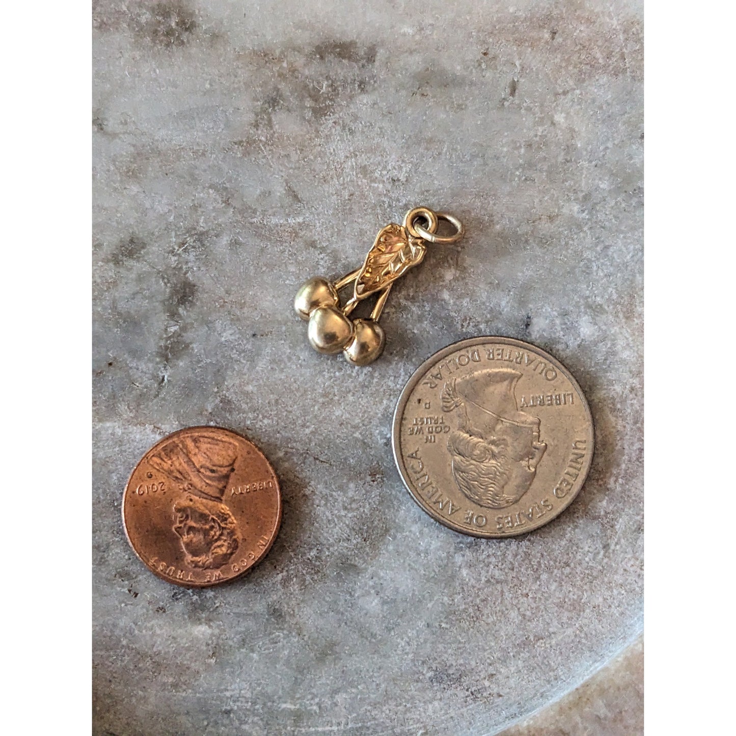 Vintage 14k Yellow Gold Door County Cherry Fruit Charm or Pendant
