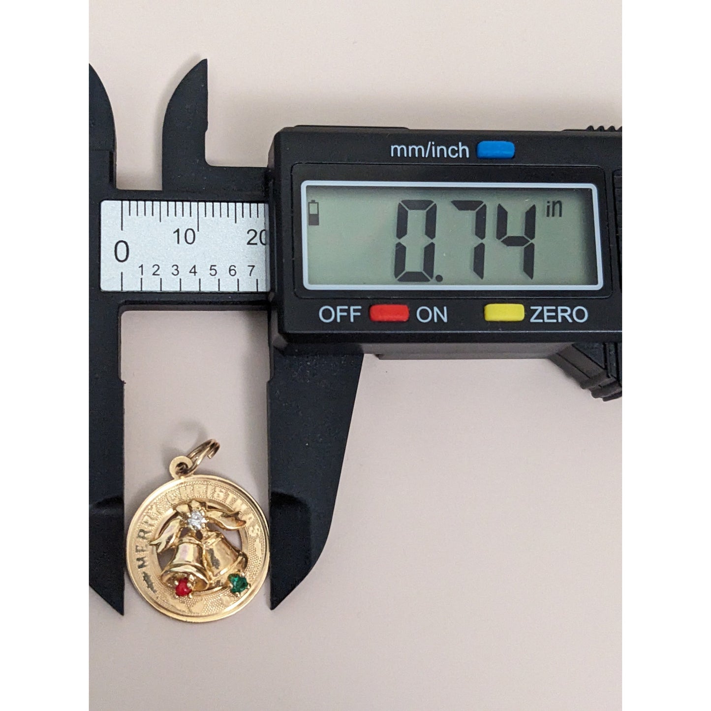 Vintage 14k Yellow Gold Festive Merry Christmas Holiday Bells Pendant