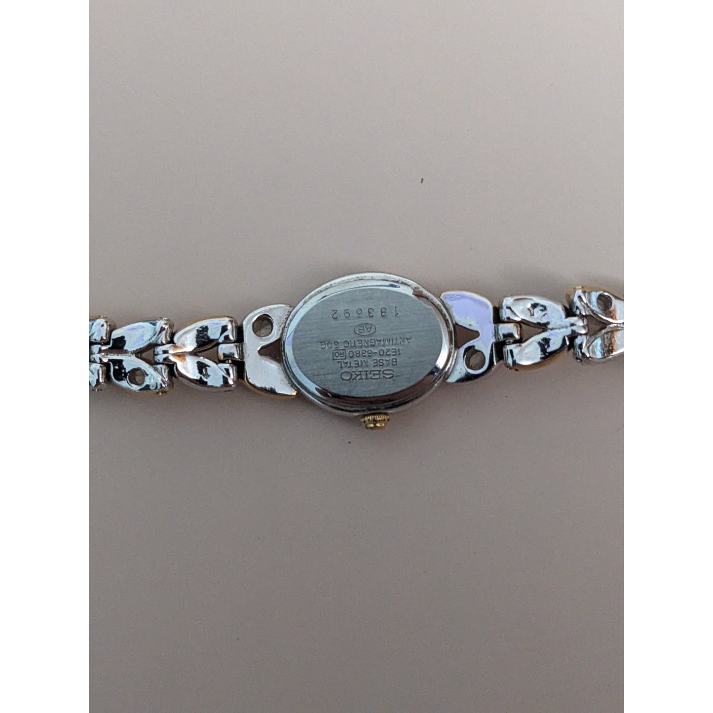 Vintage Andre Mouche Silver Tone Bangle Watch with Blue Floral Enamel Working