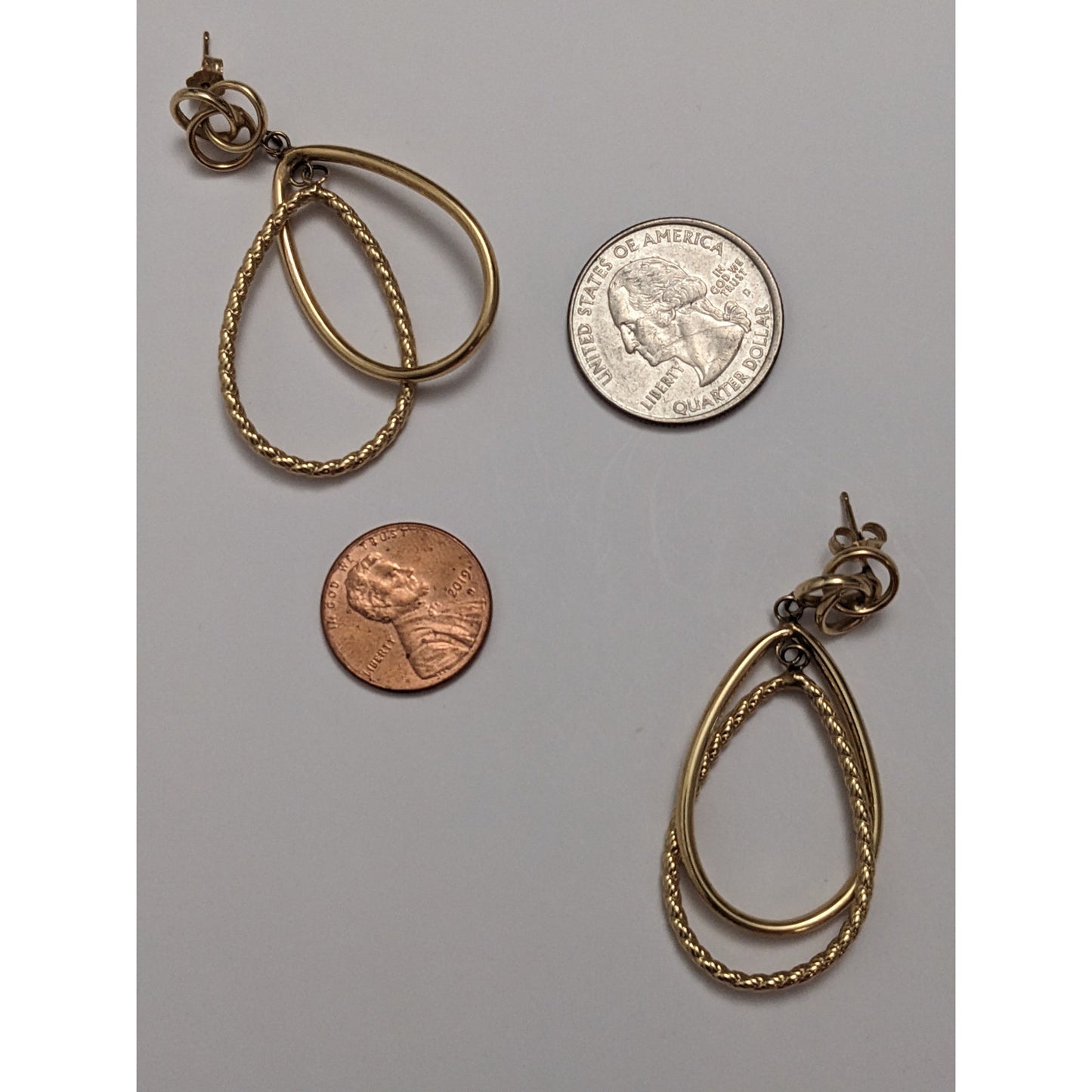 Vintage 14k Solid Yellow Gold Double Oval Earrings