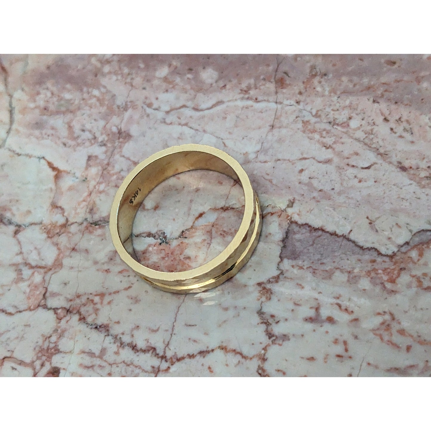 Estate 14k Yellow Gold Polished Center with Geometric Sides Ring Size 9.75
