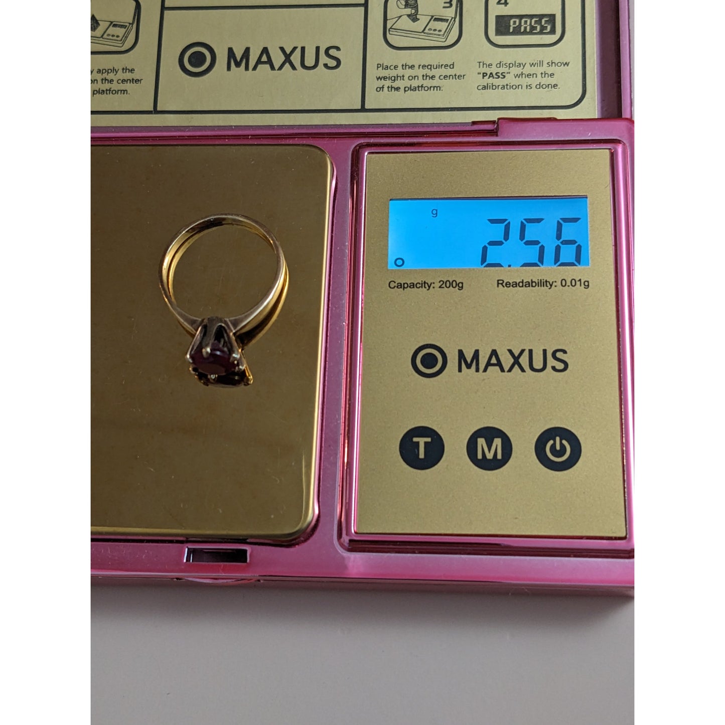 Vintage 10k Yellow Gold Ring with Red Gem Size 7.5