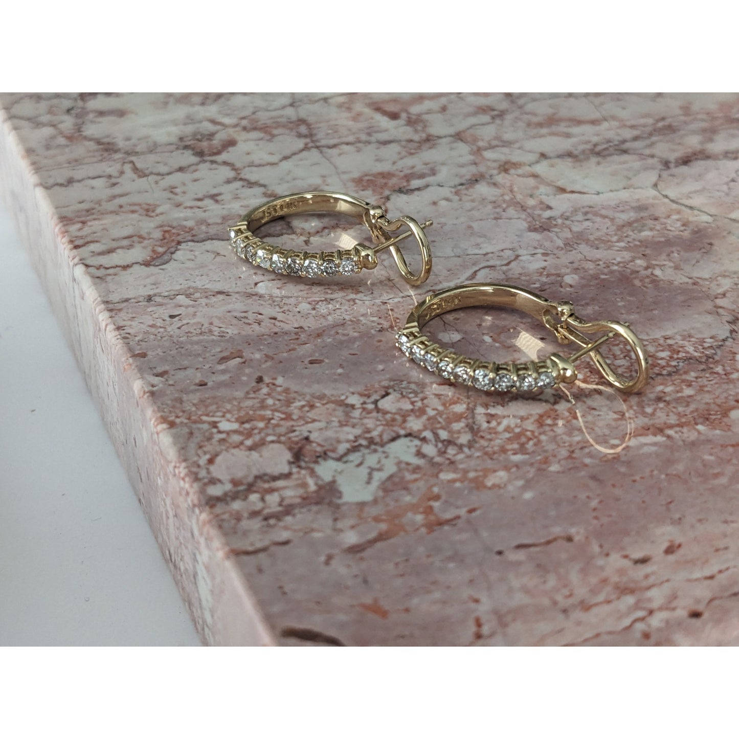 Vintage 14k Yellow Gold 0.75 CTW Natural Diamond Huggie Earrings