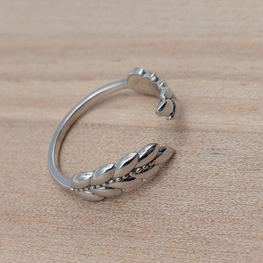 Estate 14k White Gold Wheat Leaf Plant Ring Size 7.5