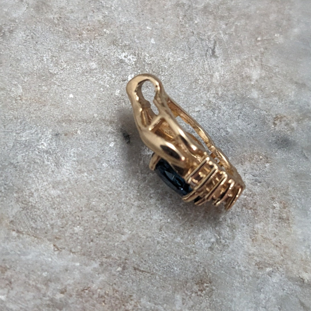 Vintage Unmarked 14k Yellow Gold Blue Topaz Diamond Accent Pendant