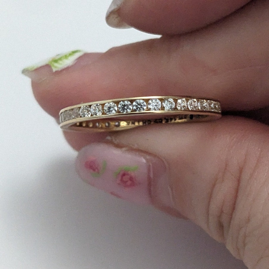 Estate Diamonique QVC 14k Yellow Gold CZ Stones Eternal Love Ring Size 9