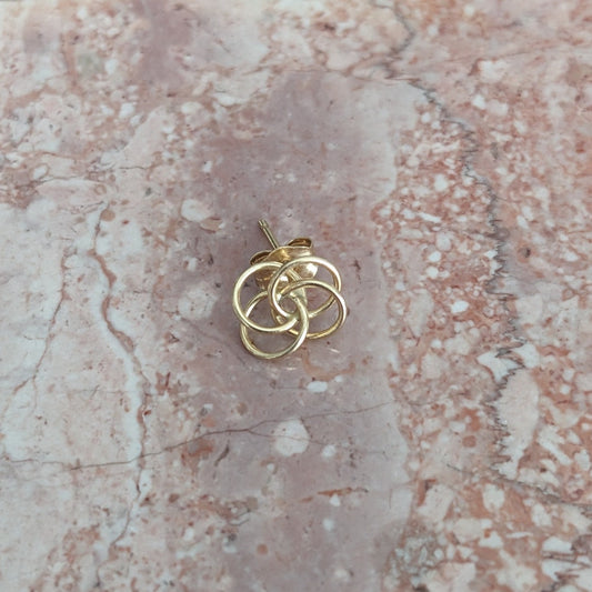 Estate 14k Yellow Gold Single Tiny Dainty Love Knot Stud Earring ONE PIECE ONLY