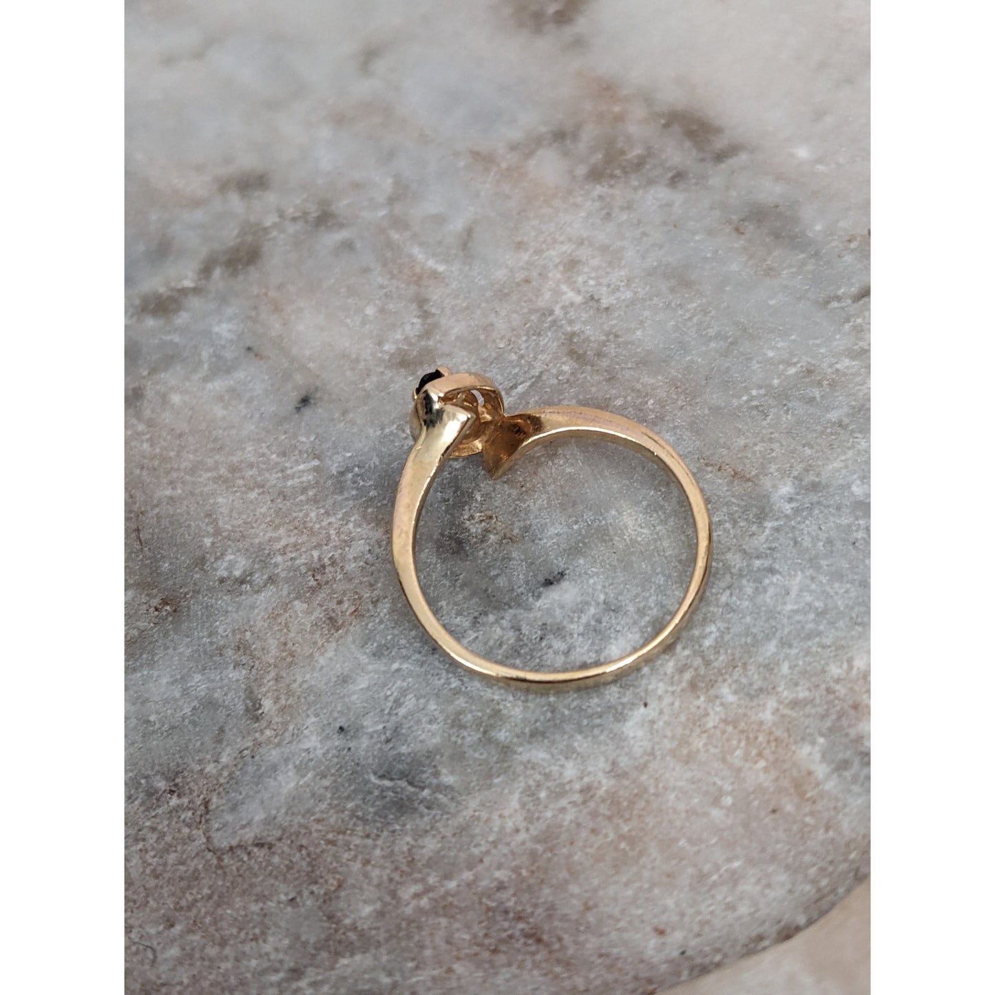 Vintage 14k Yellow Gold Ring with Marquise Red Stone Size 6.5