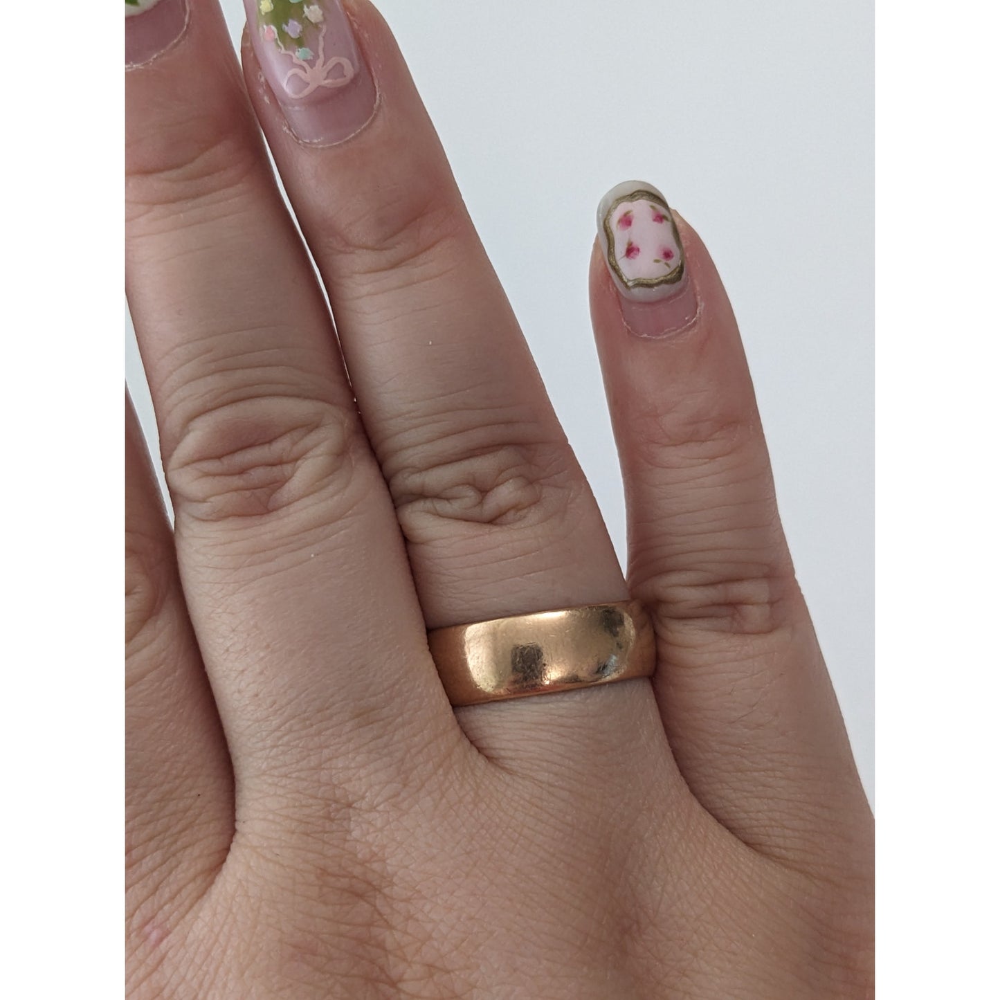 Vintage Early 1920s 14k Rose Gold Simple 6mm Wedding Band Ring Size 8.75