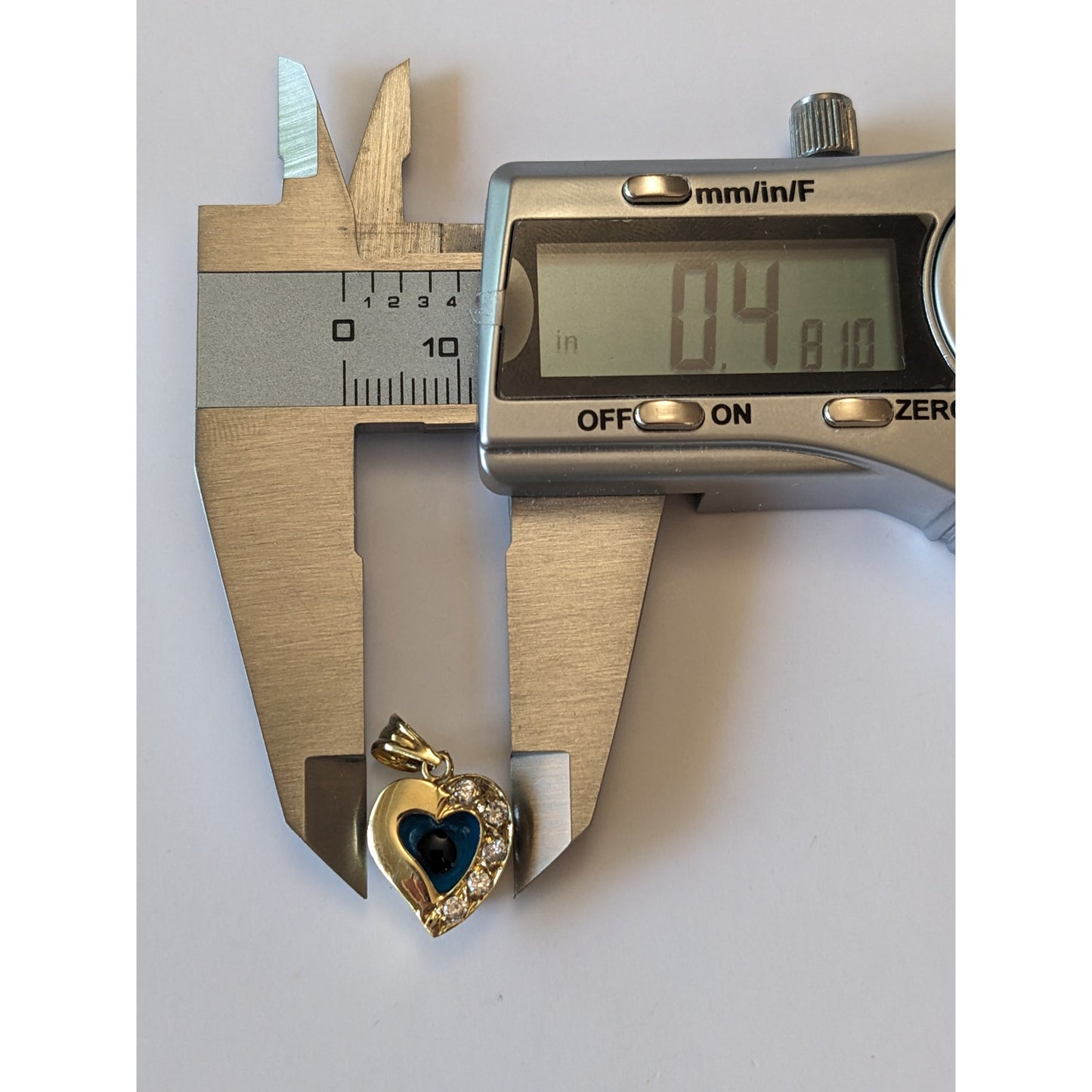 Vintage 14k Yellow Gold Heart Charm with Evil Eye and White Stone Accents