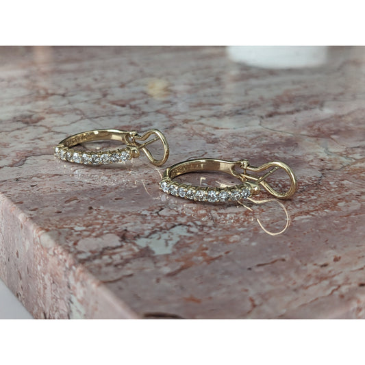 Vintage 14k Yellow Gold 0.75 CTW Natural Diamond Huggie Earrings