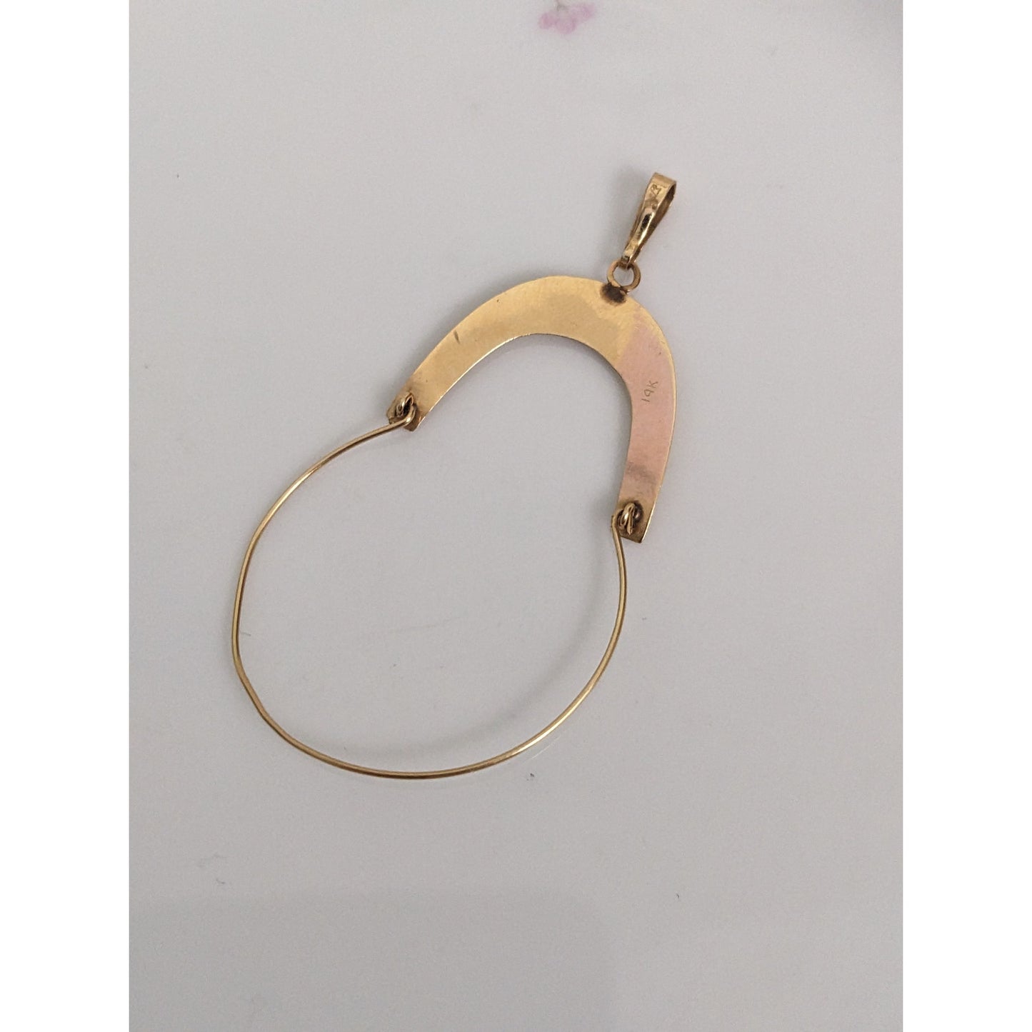 Vintage 14k Yellow Gold House Shoe Charm Holder Pendant