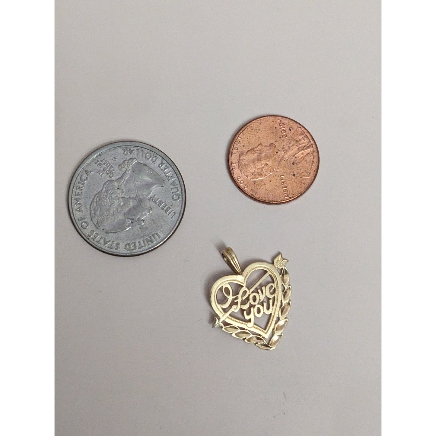 Vintage 14k Yellow Gold "I Love You" Heart Carved Charm Pendant
