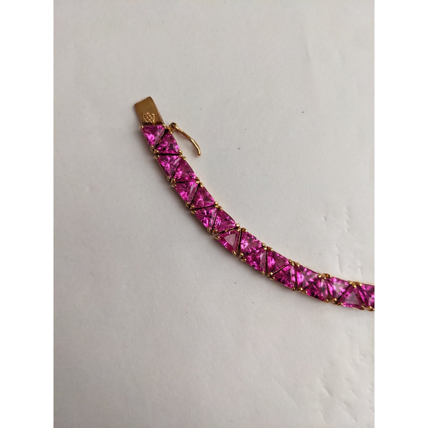 Rose Gold Plated Tennis Bracelet in 925 Pink Stones 7.5in