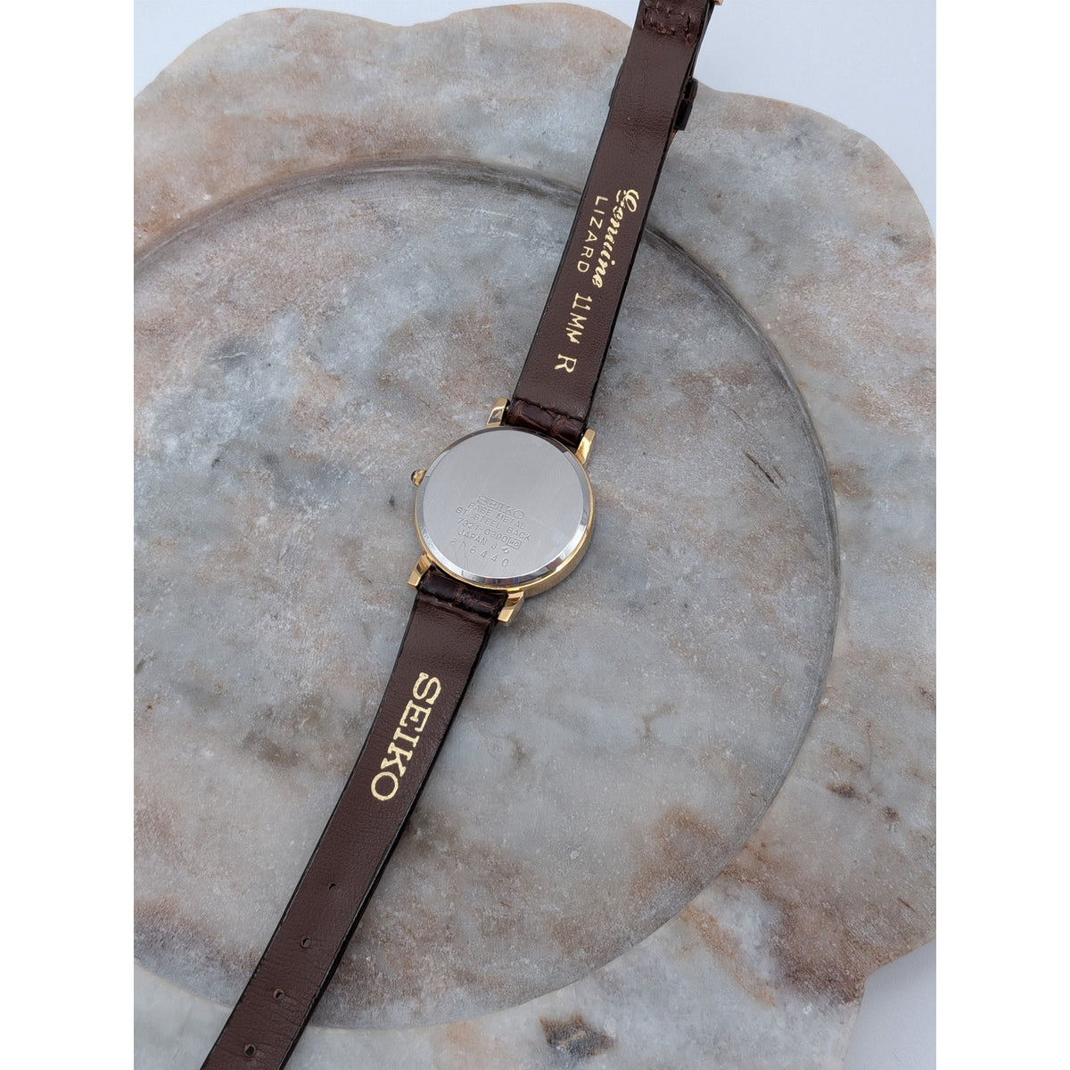 Vintage Seiko Exceline Minimalist Gold Dial 80s Quartz Watch 7321-0390
