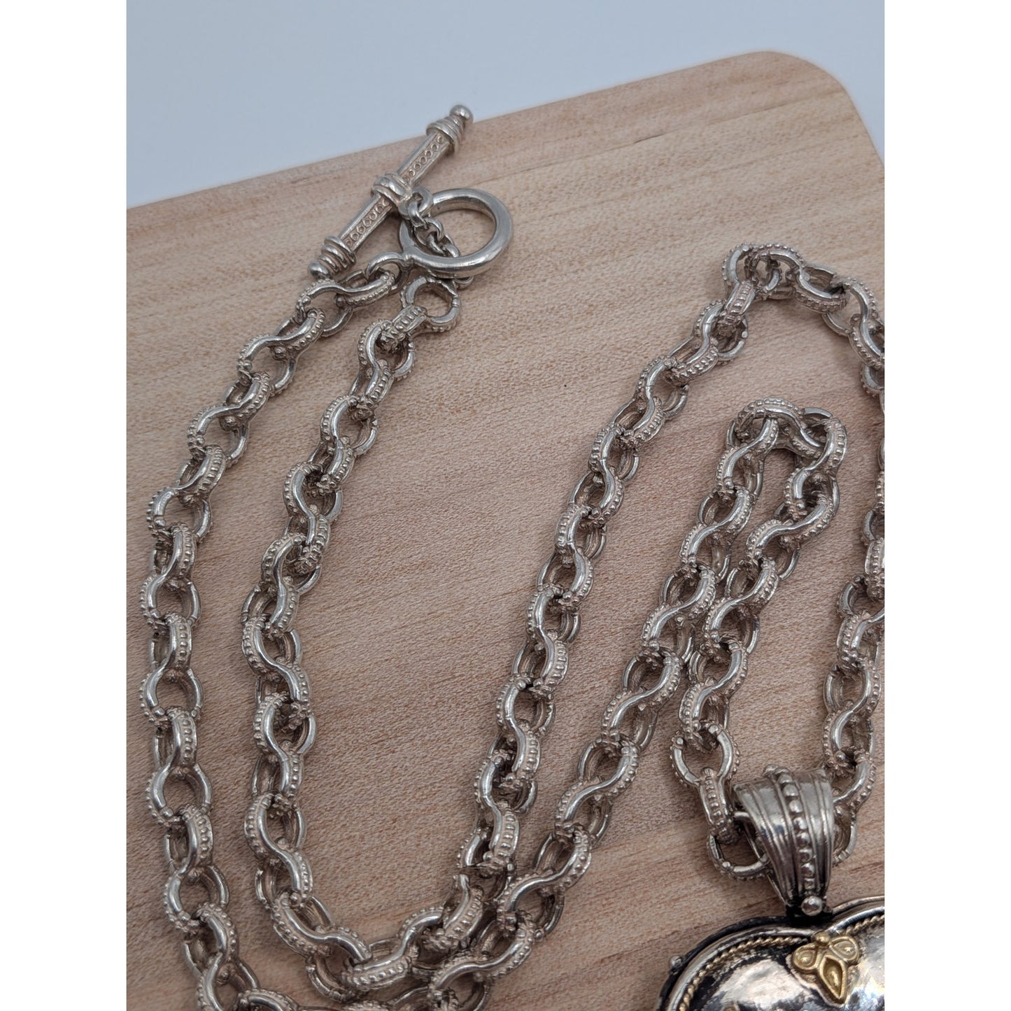 Konstantino Heart Locket Necklace in Sterling Silver w/ 18K Gold Accents