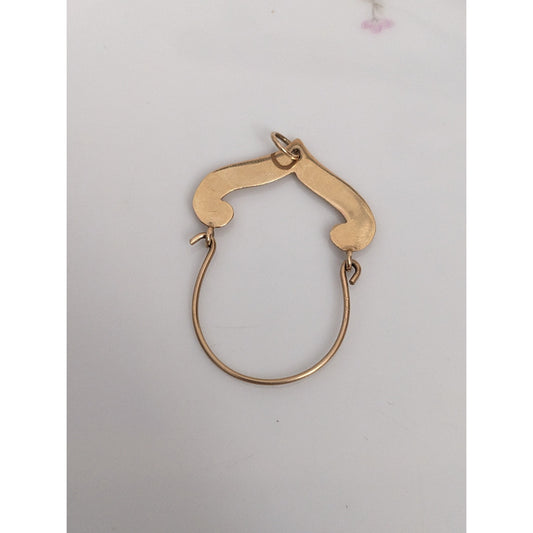 Vintage 14k Yellow Gold Curvy Scalloped Charm Holder Pendant