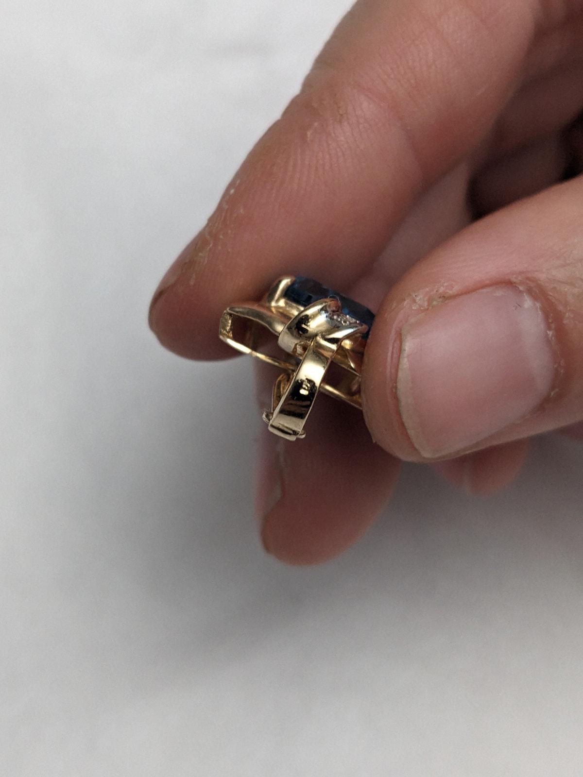 Vintage 14k Yellow Gold Pendant with Blue Topaz and Diamond Accent
