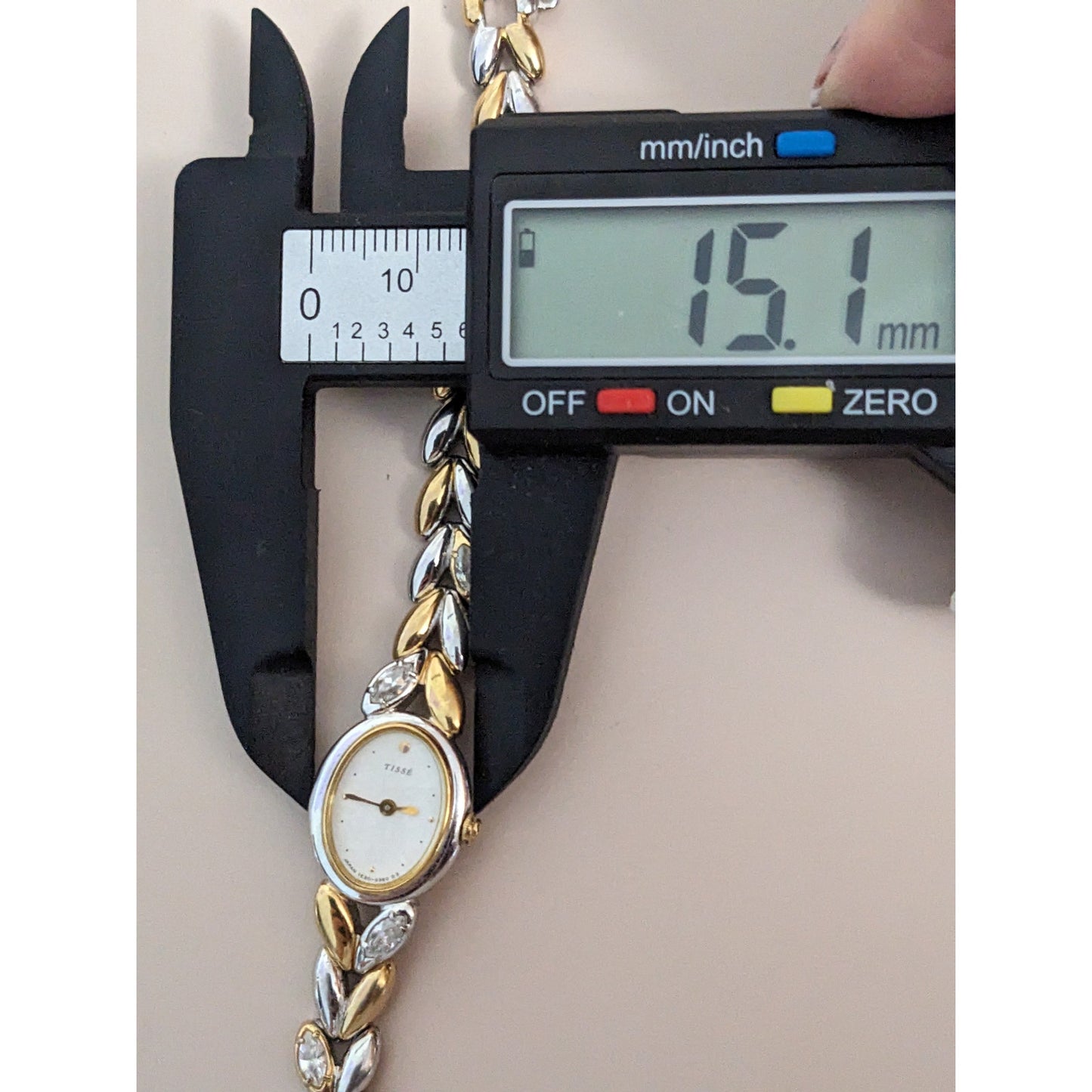 Vintage Andre Mouche Silver Tone Bangle Watch with Blue Floral Enamel Working