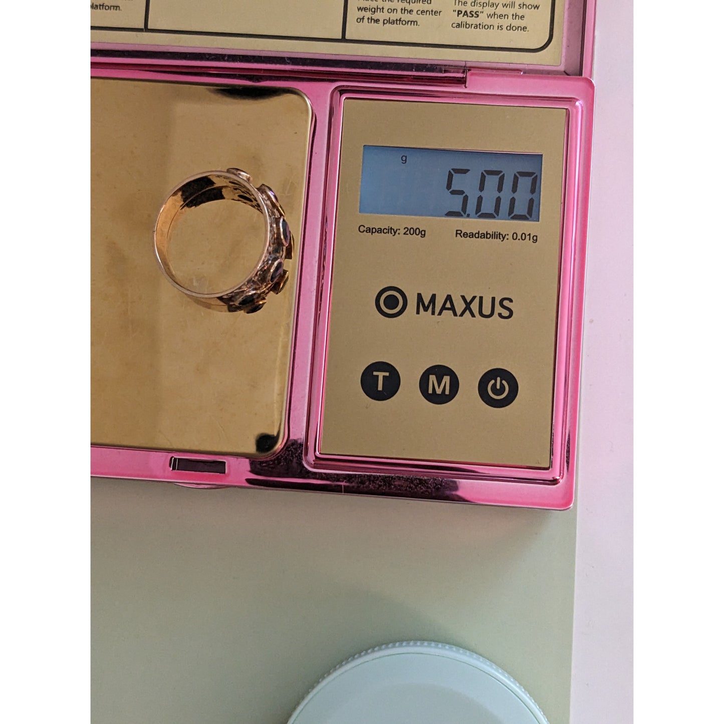 Vintage 14k Yellow Gold Filligree with 5 Sapphires Ring Size 9