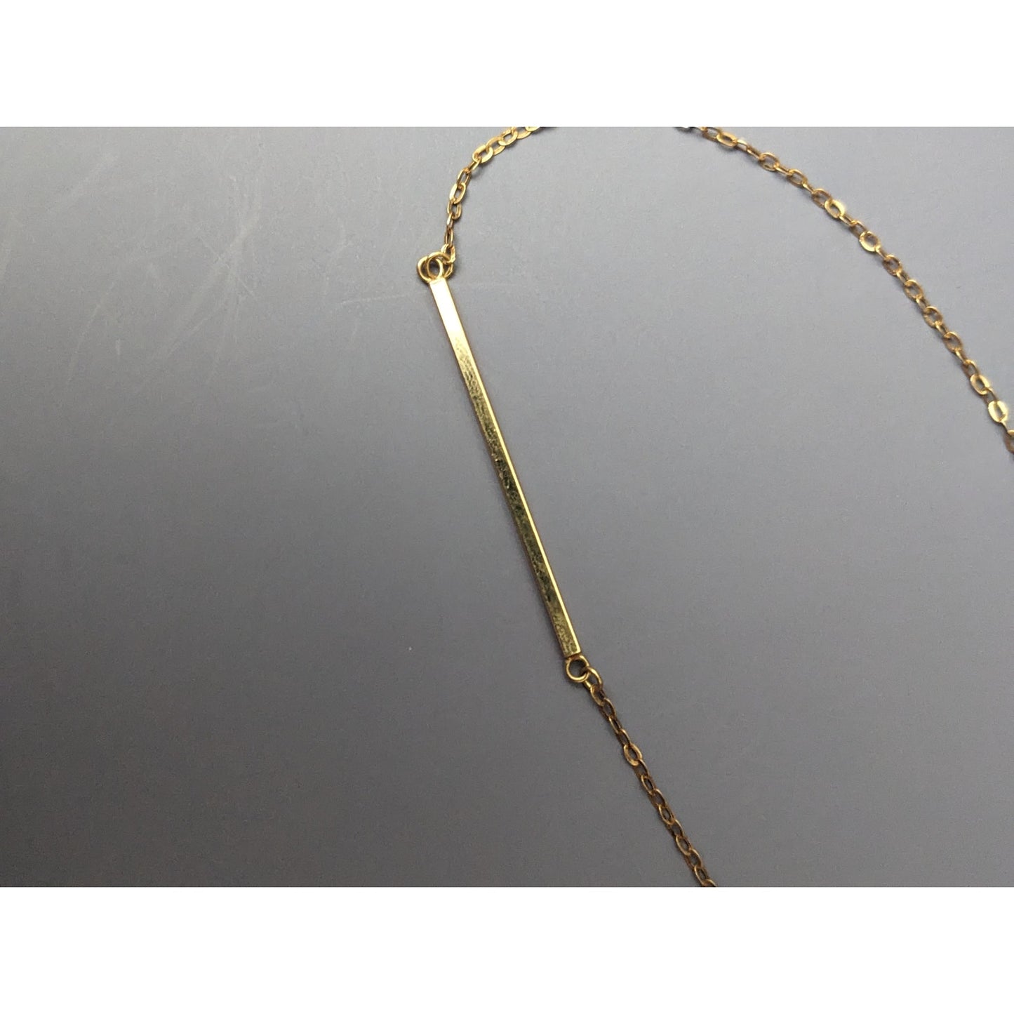 Vintage Estate 14k Yellow Gold Thin Bar Chain Necklace