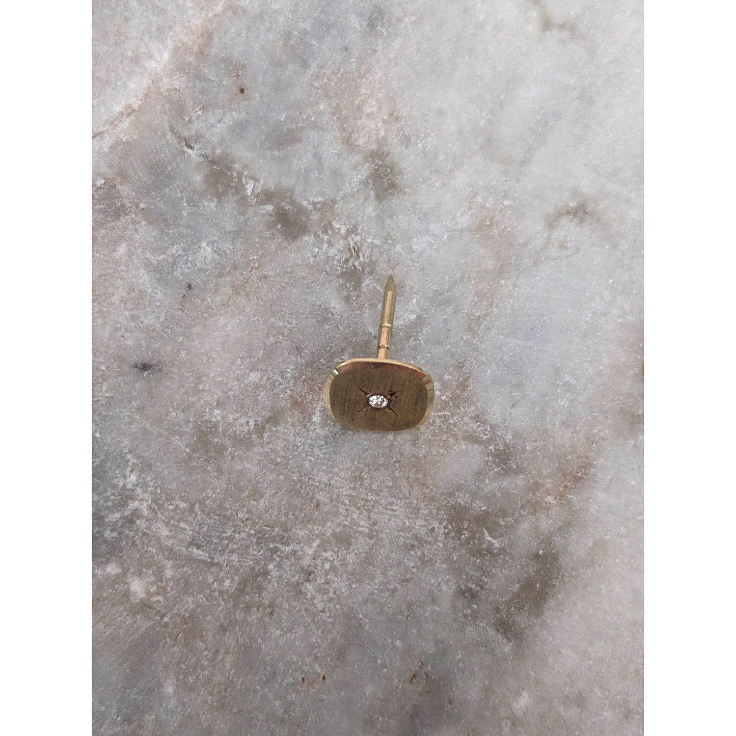 Vintage Unmarked 14k Yellow Gold Diamond Starburst Pin NO PUSHBACK