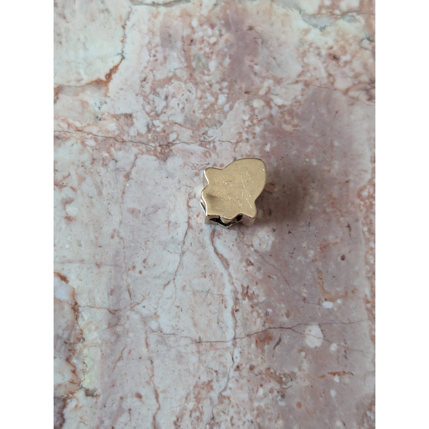 Vintage Unmarked 10k Gold Dainty Slider Charm with Faux Opal