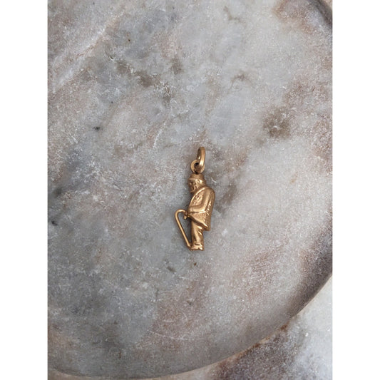 Vintage 14k Yellow Gold Italian Gobbo Hunchback Good Luck Charm Pendant