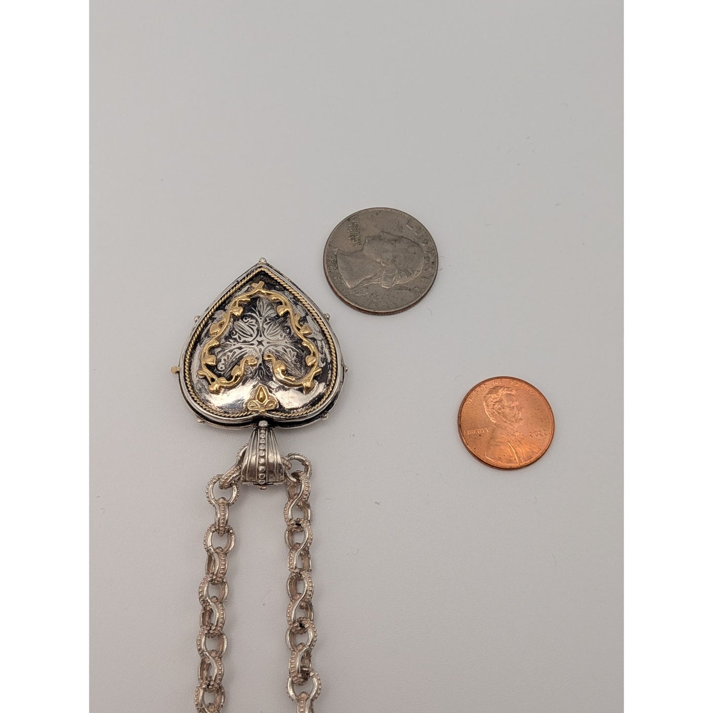 Konstantino Heart Locket Necklace in Sterling Silver w/ 18K Gold Accents