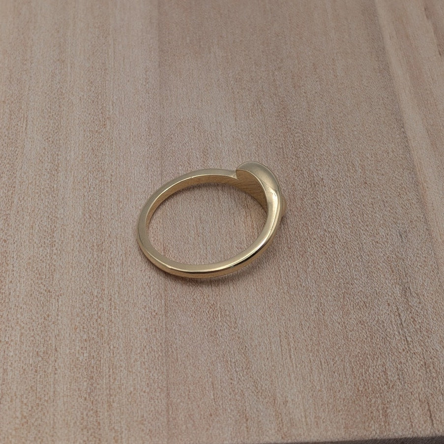Estate 14k Yellow Gold Double Dome Teardrop Ring Size 6.5