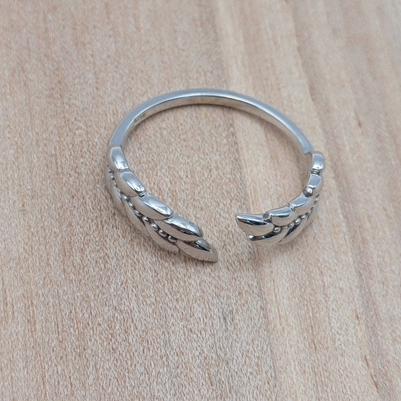 Estate 14k White Gold Wheat Leaf Plant Ring Size 7.5