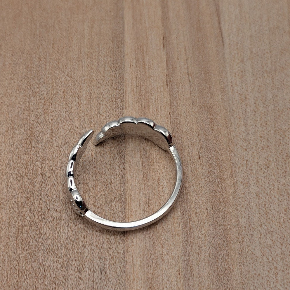 Estate 14k White Gold Wheat Leaf Plant Ring Size 7.5
