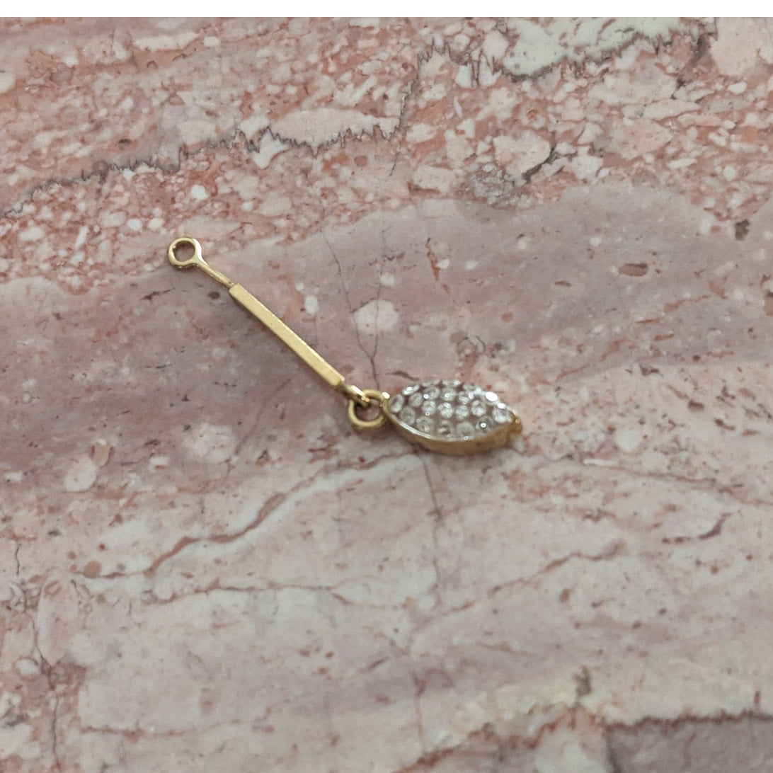 Vintage Unmarked 14k Yellow Gold Pave Diamond Teardrop Dangle Charm Finding