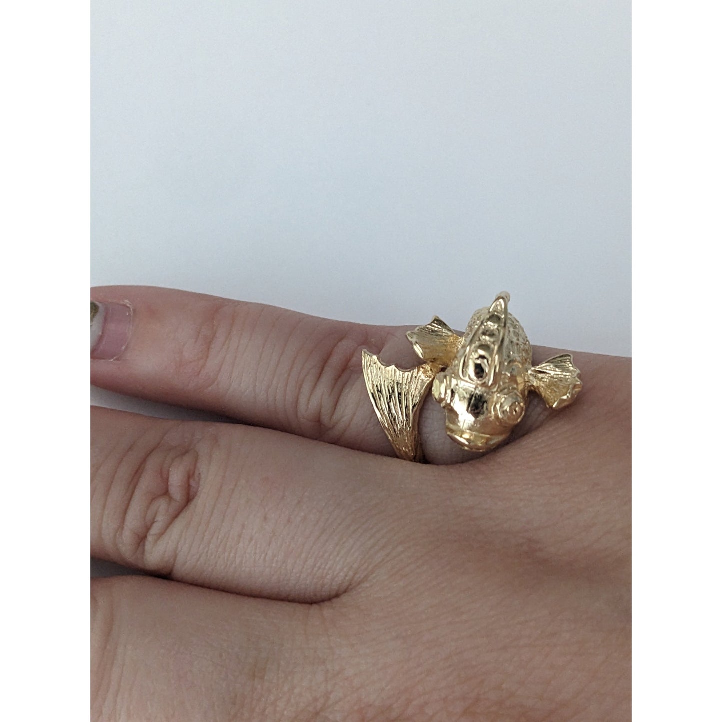 Vintage 14k Yellow Gold Small Koi Fish Bypass Ring Size 6