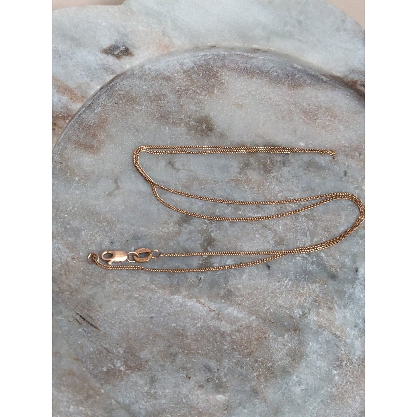 Vintage 14k Rose Gold Ultra Dainty Thin Simple Chain Necklace 17.75in