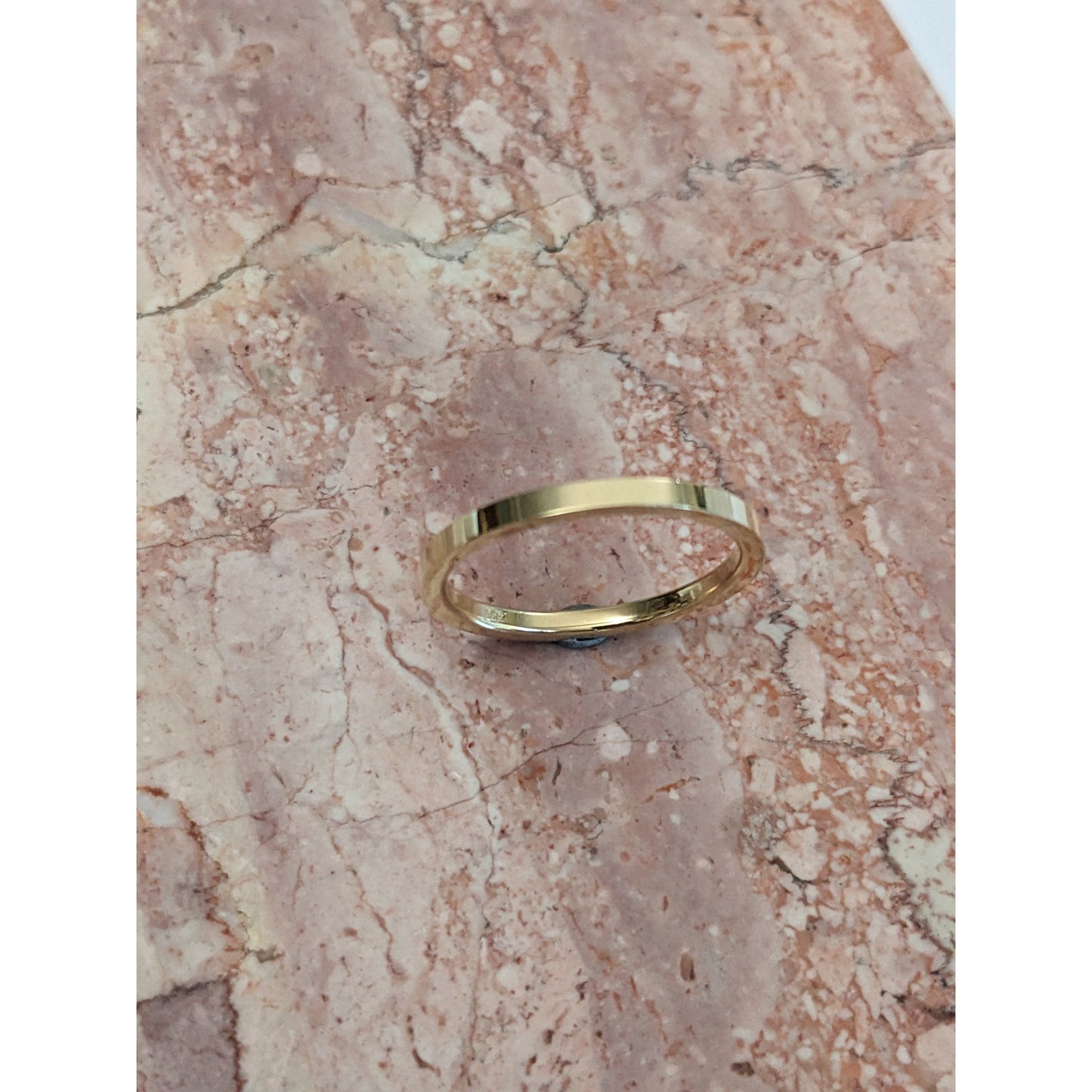 Estate 14k Solid Yellow Gold Simple Flat Minimal 2mm Wedding Band Ring Size 10