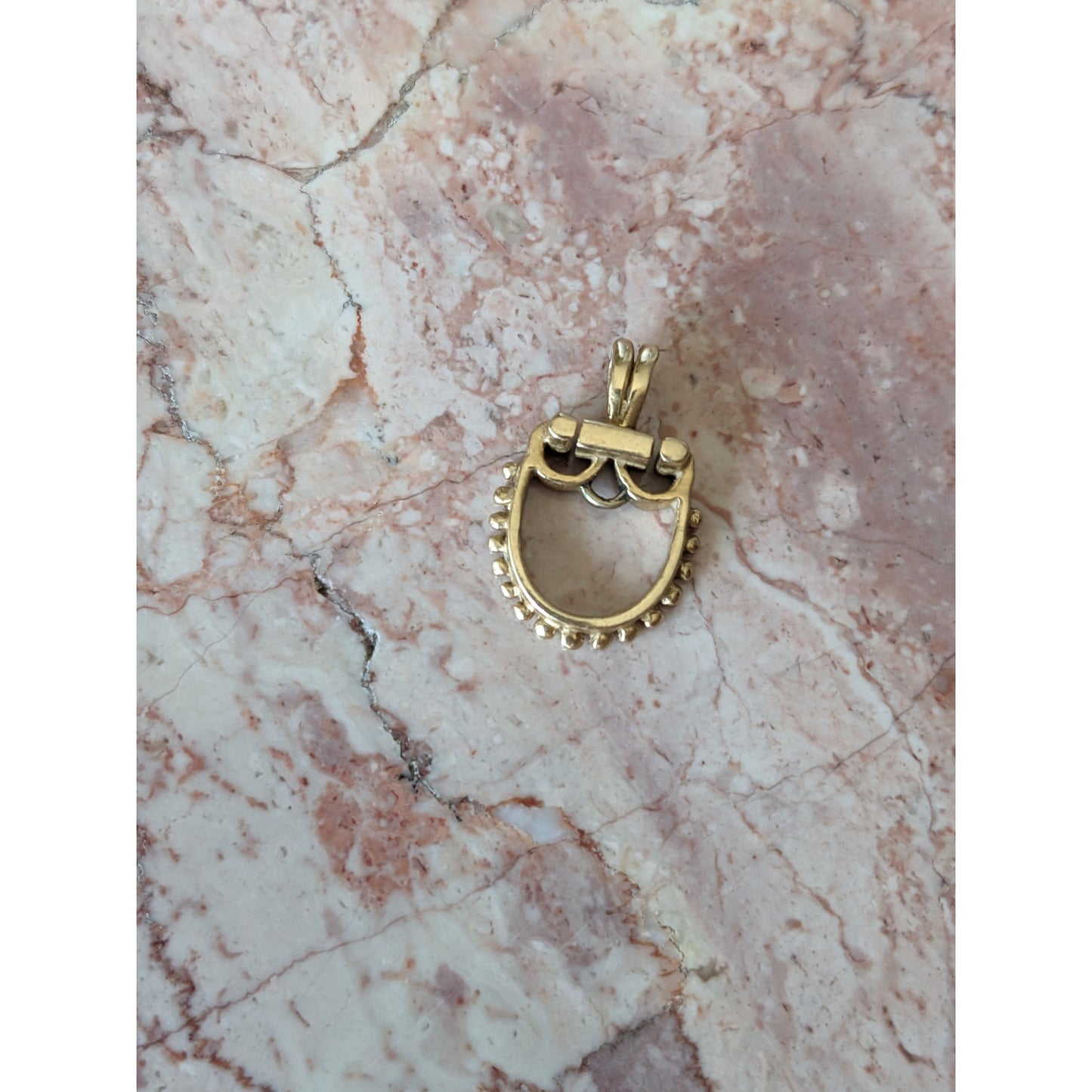 Vintage 14k Yellow Gold "U" Shaped Loop with Spherical Beads Pendant