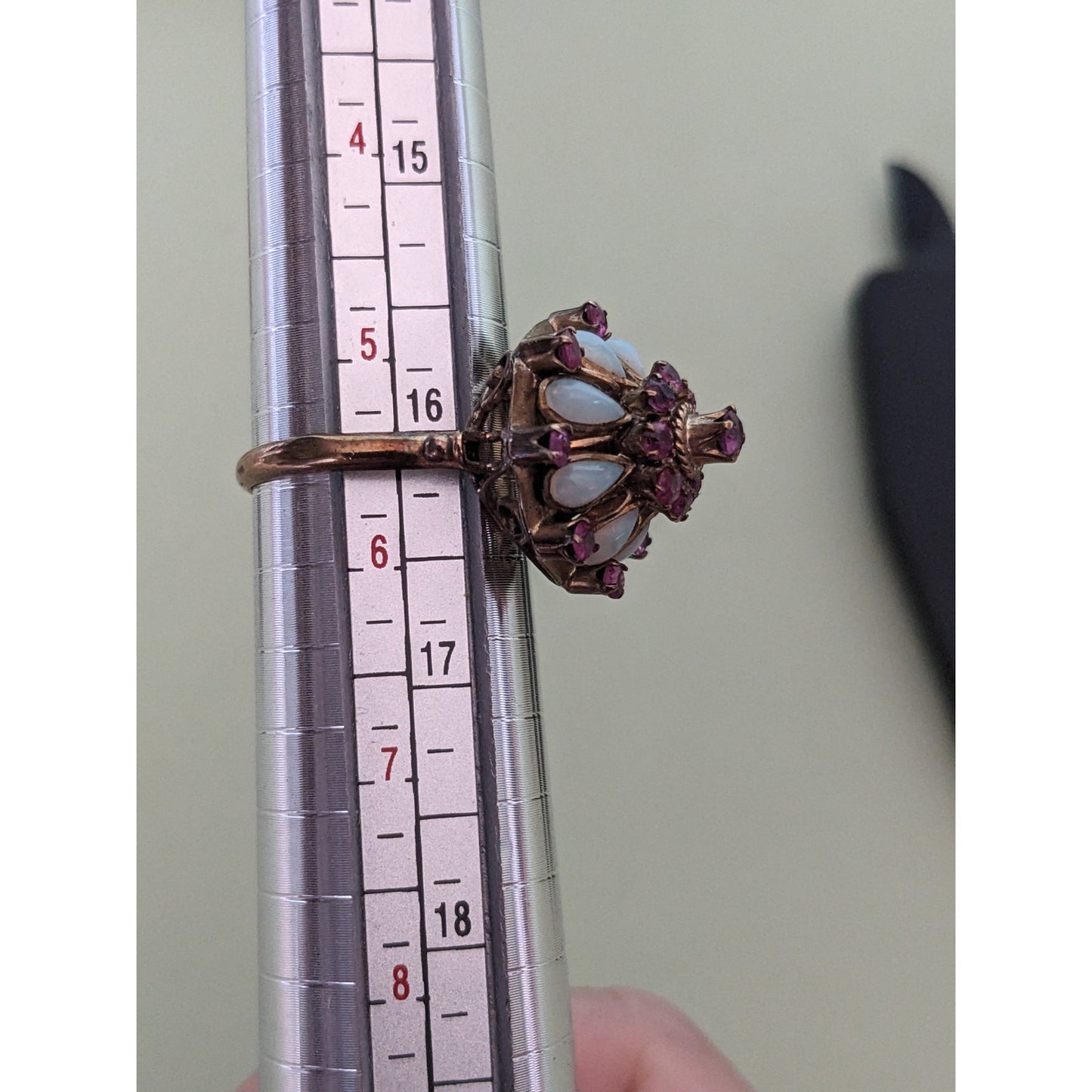 FLAW Vintage 10k Yellow Gold Thai Princess Harem Opal Cluster Ring Size 5.5US