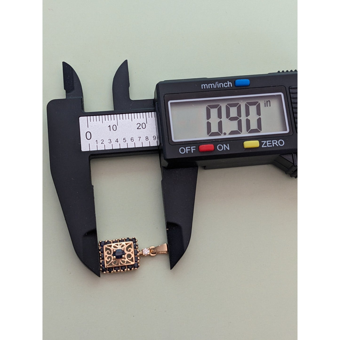 Vintage 14k Yellow Gold with Sapphire Stones and Filigree Design Pendant