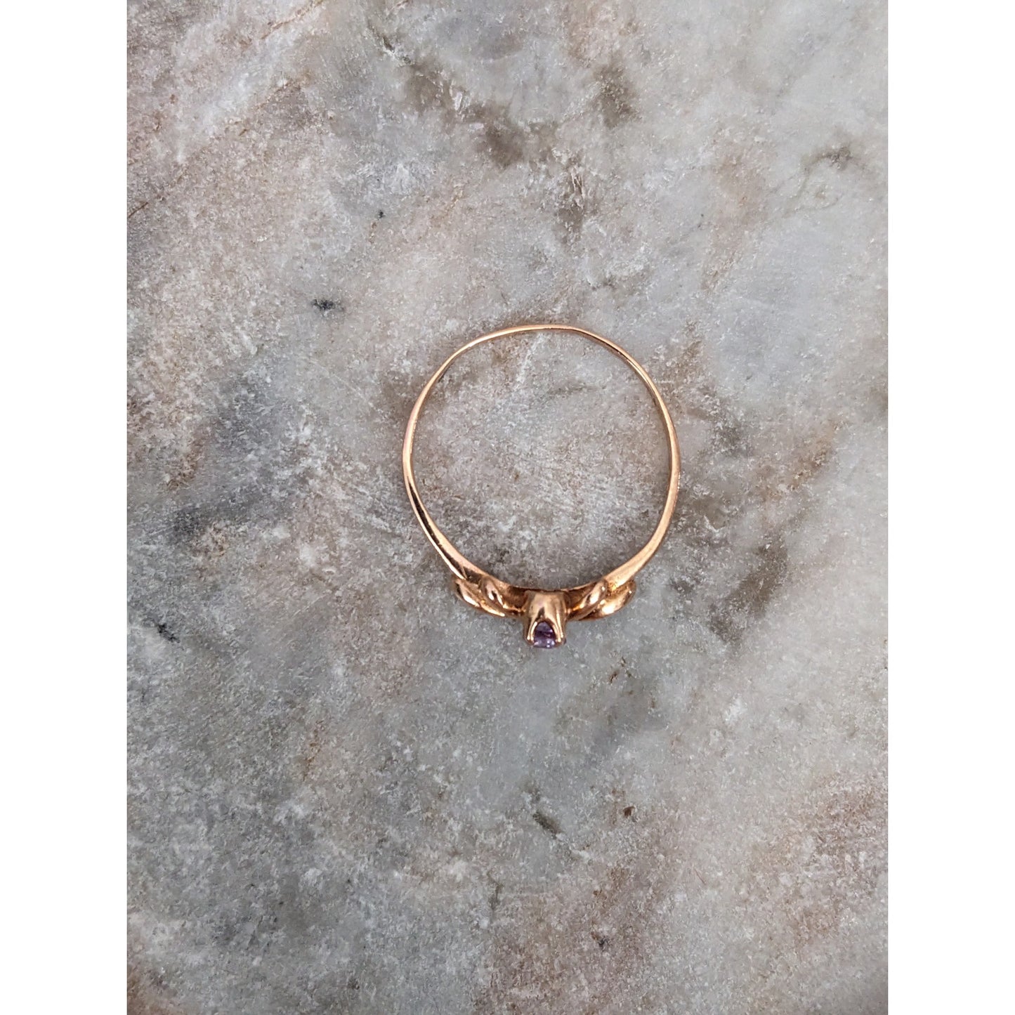 Estate 14k Rose Gold Dainty Purple Stone Tiara Ring Size 7.75