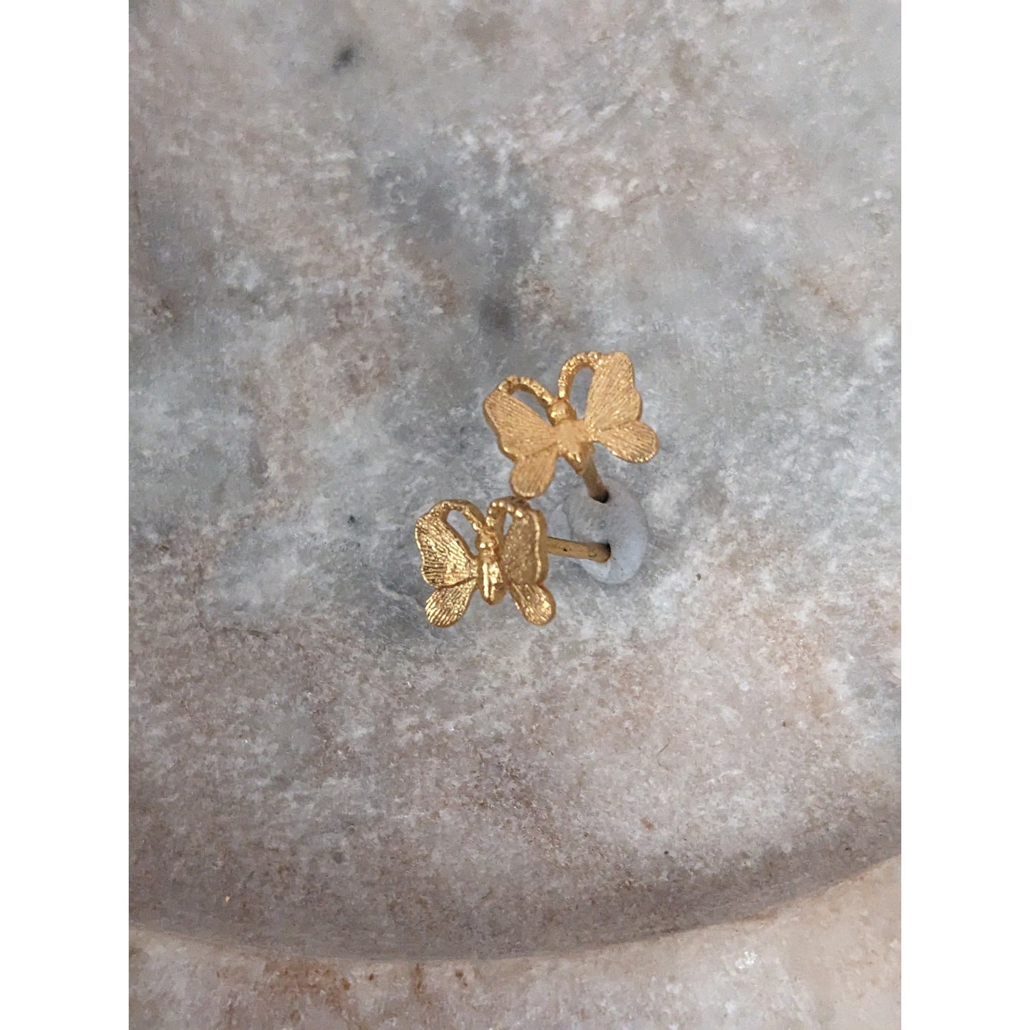 Vintage 14k Unmarked Dainty Tiny Butterfly Earring Studs