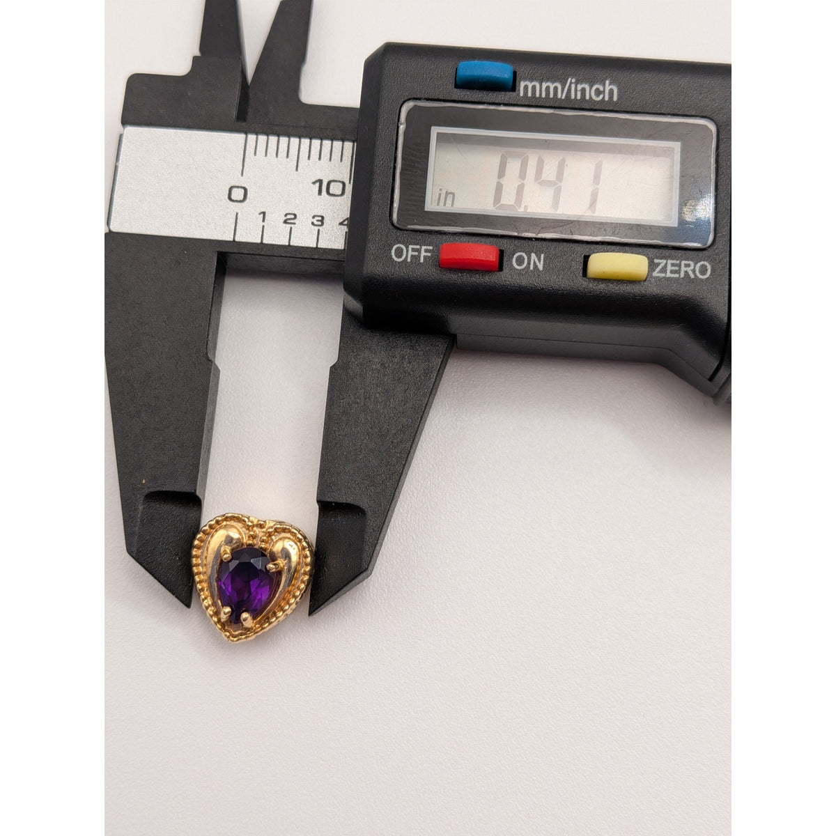 Vintage Old Victoria 14k Gold Heart Bracelet Slide Charm Purple Stone