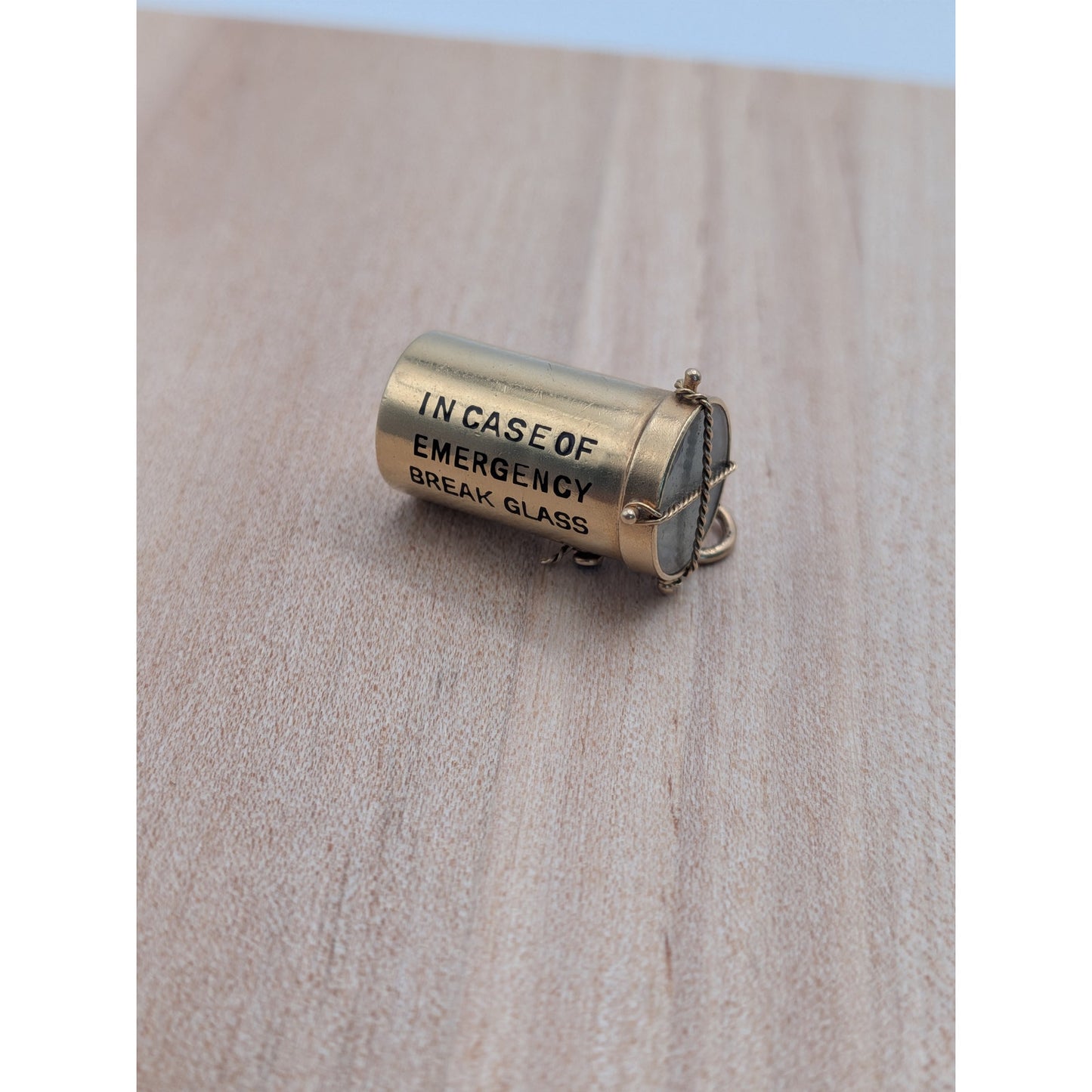 Vintage 14k Yellow Gold "In Case of Emergency Break Glass" Charm INTACT