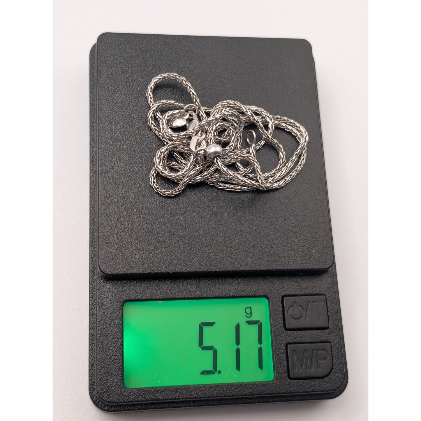 Preowned Versatile 14k White Gold Wheat Chain Necklace Sliding Clasp