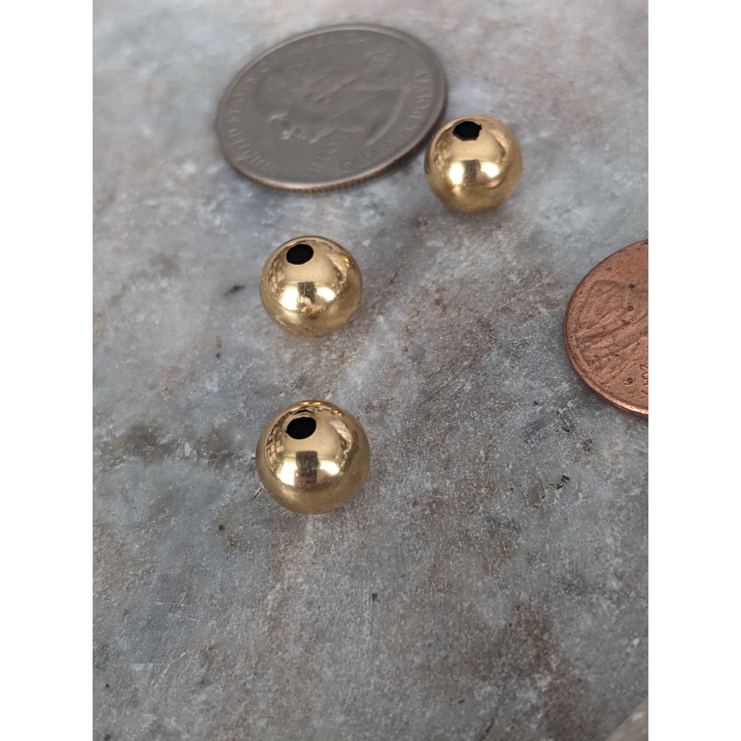 Vintage Unmarked 14k Yellow Gold Hollow Bead Charms 3 pieces 0.9g