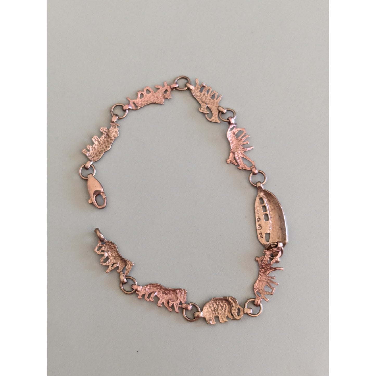 Vintage 10k Yellow & Rose Gold Noah's Ark Charm Bracelet 7in