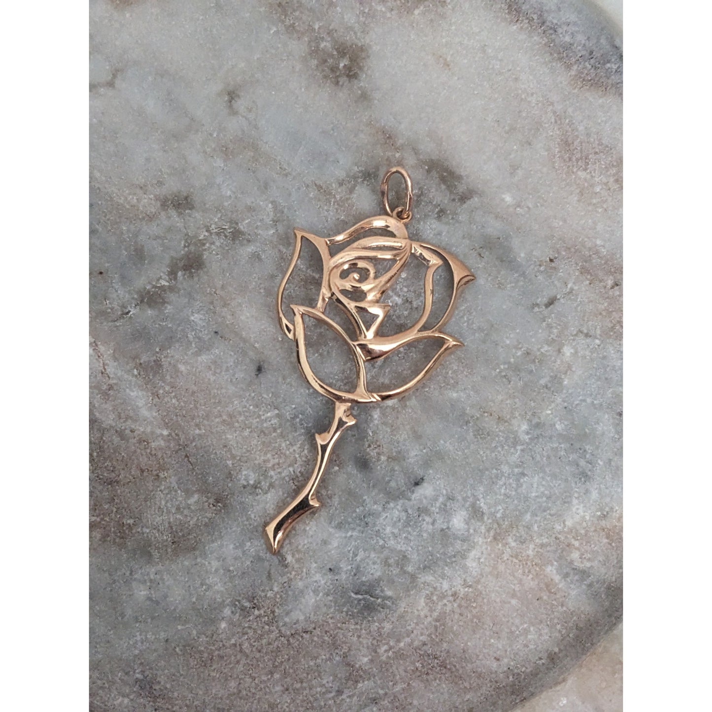 Vintage 14k Yellow Gold Rose Flower Cutout Pendant
