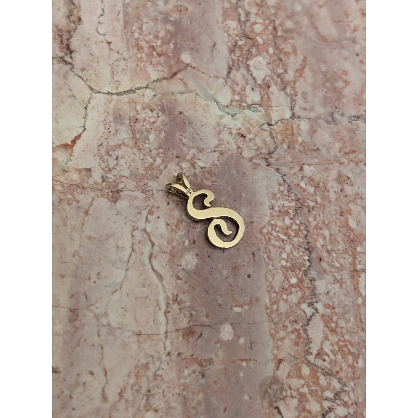 Estate 12k Yellow Gold "S" Letter Initial Charm Pendant