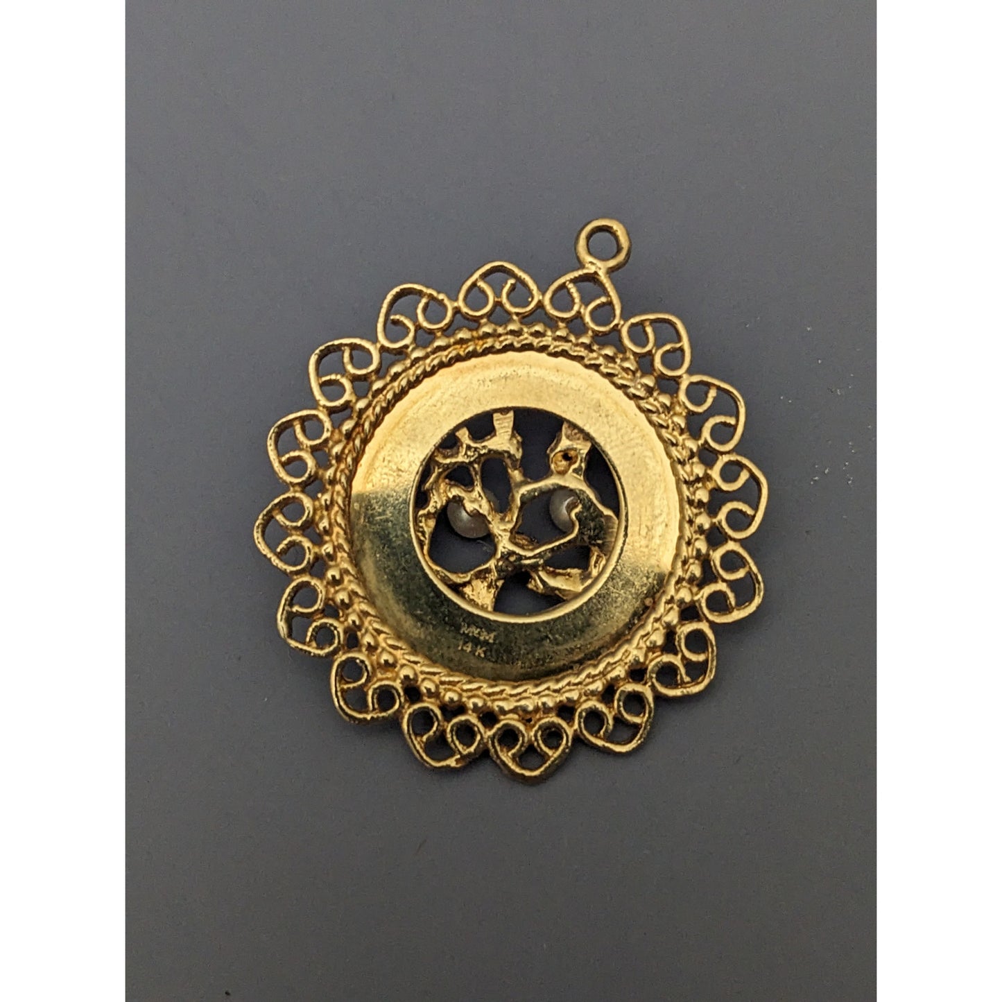 Vintage 14k Solid Gold M&M Tree Of Life Pendant Charm